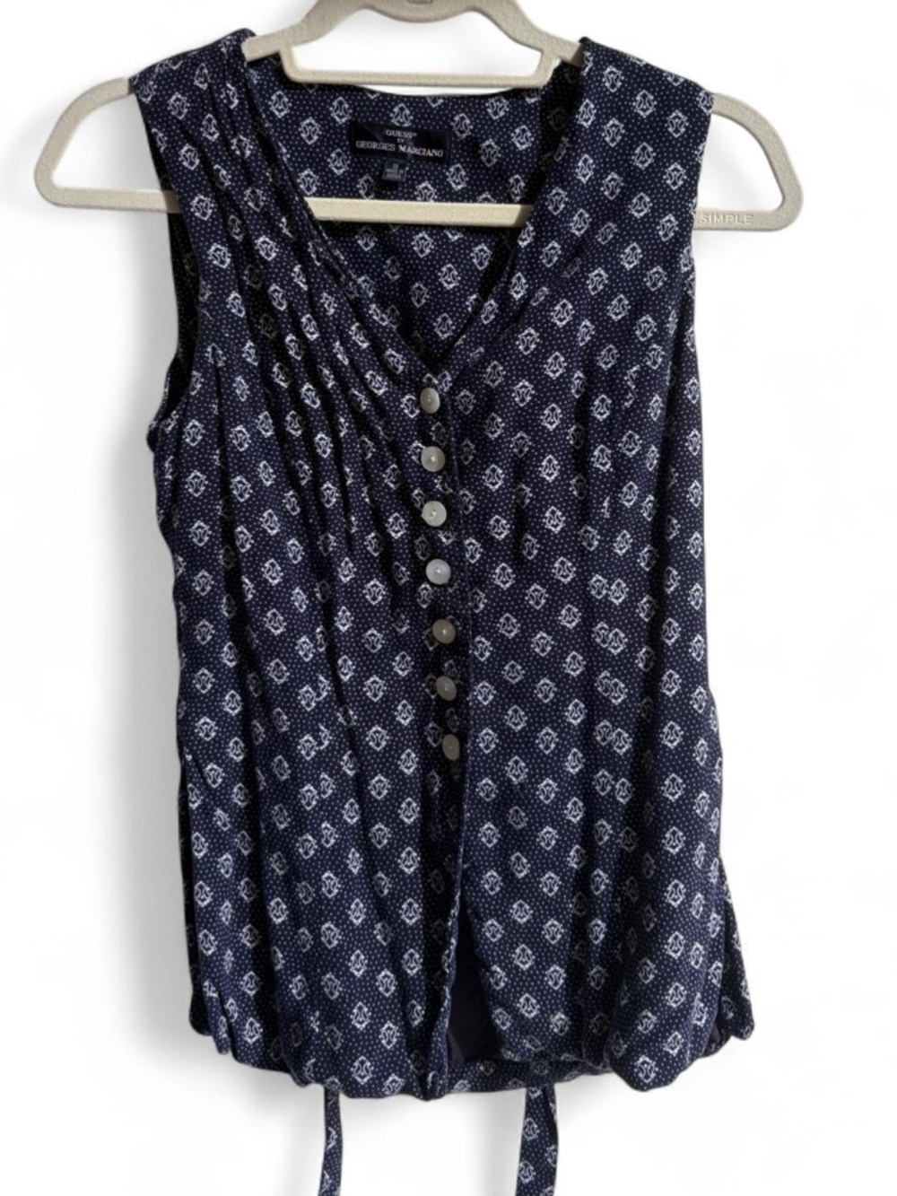 Guess Women's Navy and Blue Blouse Size Small